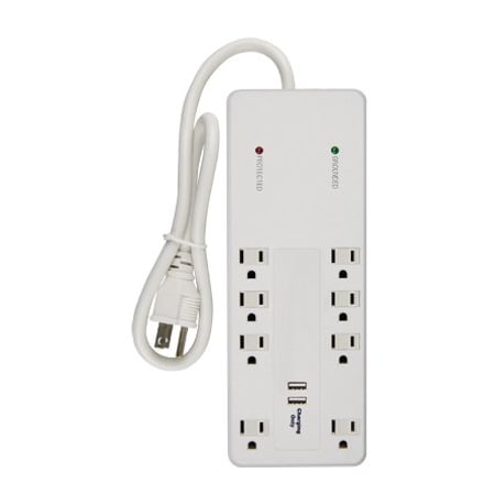 Kab Enterprise Power Strip, Surge, 6 ft., White PS-823F-2A